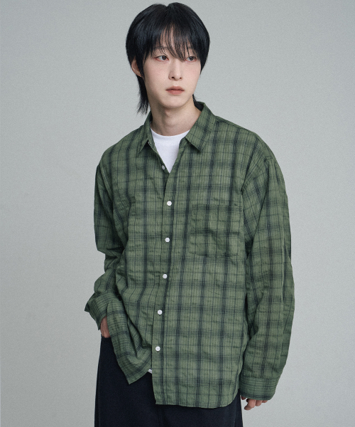 MOOVN(ムブン)の「ヴィンテージリンクルチェックシャツグリーン(シャツ/ブラウス・メンズ・その他・LARGE/MEDIUM)」の6枚目の写真