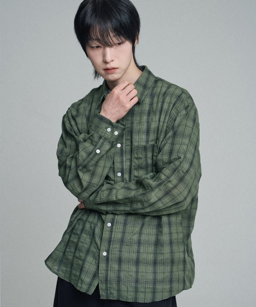 MOOVN(ムブン)の「ヴィンテージリンクルチェックシャツグリーン(シャツ/ブラウス・メンズ・その他・LARGE/MEDIUM)」の7枚目の写真