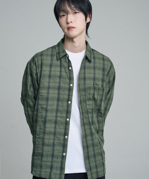 MOOVN(ムブン)の「ヴィンテージリンクルチェックシャツグリーン(シャツ/ブラウス・メンズ・その他・LARGE/MEDIUM)」の8枚目の写真