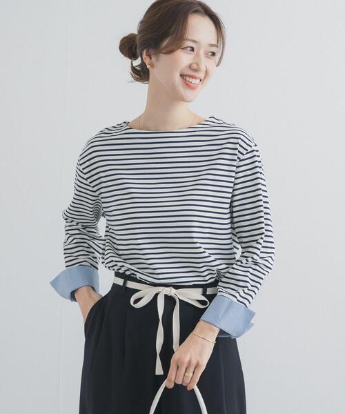 URBAN RESEARCH DOORS（アーバンリサーチドアーズ）の「カフスドッキングボーダープルオーバー（Tシャツ/カットソー・レディース・オフホワイト/ホワイト系その他・FREE）」の21枚目の写真