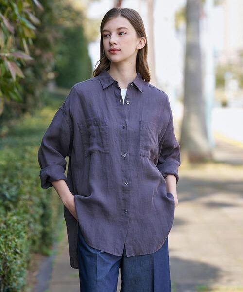 DRESSTERIOR(ドレステリア)の「【人気定番/ウォッシャブル】ガーメントダイラミーシャツ(シャツ/ブラウス・レディース・ピンク/ライトイエロー系/ホワイト/チャコールグレー・38/36/34)」の10枚目の写真