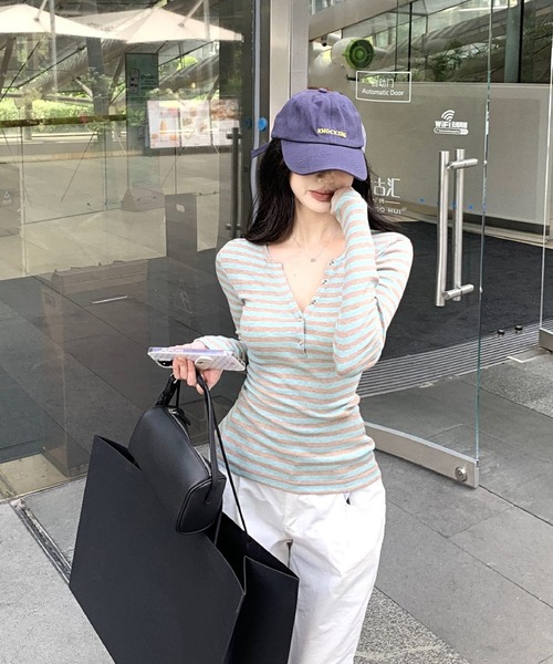HALEY PESCA(ヘーリーペスカ)の「HALEY PESCA/シンプルボーダー カットソー(Tシャツ/カットソー・レディース・ブルー/ブラック/ピンク・MEDIUM/SMALL)」の14枚目の写真