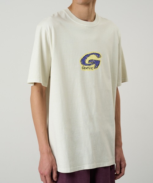 Gramicci（グラミチ）の「G-SCRIBBLE TEE PIGMENT DYED｜GスクリブルTシャツピグメントダイ（Tシャツ/カットソー・メンズ・イエロー/レッド/ナチュラル・S/M/L/XL/XXL）」の2枚目の写真