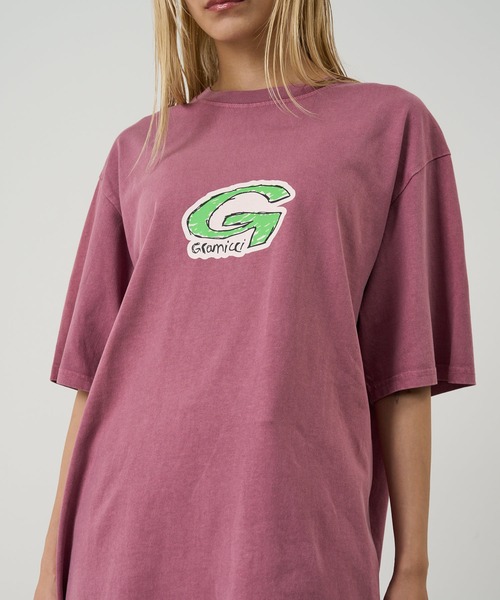 Gramicci（グラミチ）の「G-SCRIBBLE TEE PIGMENT DYED｜GスクリブルTシャツピグメントダイ（Tシャツ/カットソー・メンズ・イエロー/レッド/ナチュラル・S/M/L/XL/XXL）」の3枚目の写真