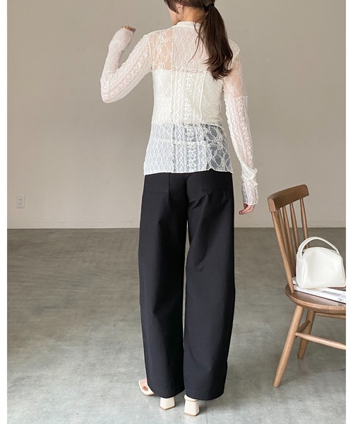 She's Closet（シーズクローゼット）の「長袖ロング丈 パッチワークレース 襟付きポロカーディガン（カーディガン/ボレロ・レディース・アイボリー/ブラック・FREE）」の15枚目の写真