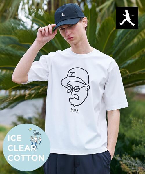TAKEO KIKUCHI（タケオキクチ）の「【BOWLER HAT LABEL】アイスクリアコットン ワンストローク 半袖Tシャツ（Tシャツ/カットソー・メンズ・ブラック/ホワイト/ベージュ・02/04/03）」の4枚目の写真