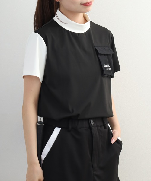 CECIL McBEE（セシルマクビー）の「Outdoor Pocket Mock Neck Top アウトドア ポケット モックネック 半袖Tシャツ（Tシャツ/カットソー・レディース・ホワイト/ブラック・S/M）」の10枚目の写真
