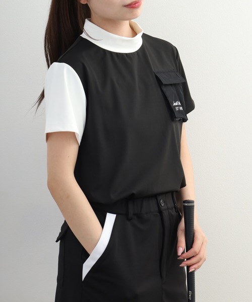 CECIL McBEE（セシルマクビー）の「Outdoor Pocket Mock Neck Top アウトドア ポケット モックネック 半袖Tシャツ（Tシャツ/カットソー・レディース・ホワイト/ブラック・S/M）」の11枚目の写真