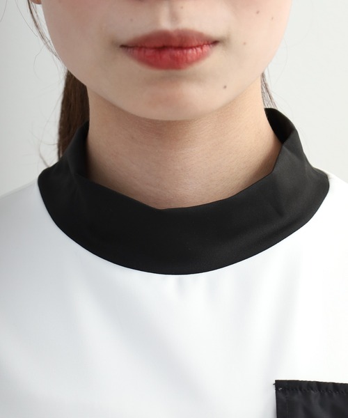 CECIL McBEE（セシルマクビー）の「Outdoor Pocket Mock Neck Top アウトドア ポケット モックネック 半袖Tシャツ（Tシャツ/カットソー・レディース・ホワイト/ブラック・S/M）」の4枚目の写真