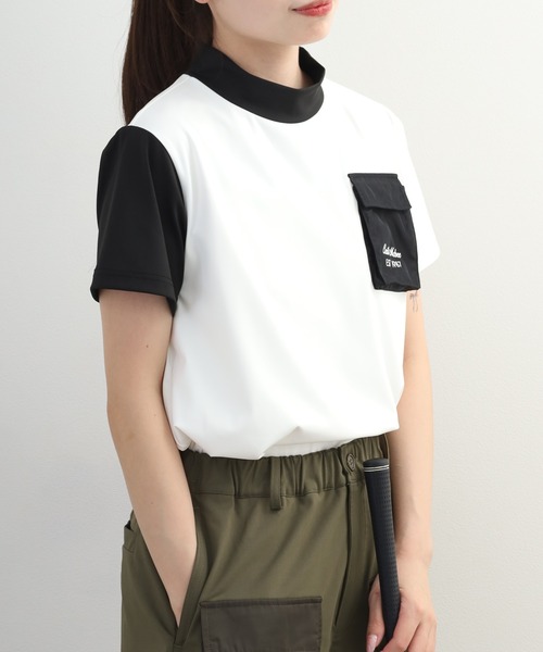 CECIL McBEE（セシルマクビー）の「Outdoor Pocket Mock Neck Top アウトドア ポケット モックネック 半袖Tシャツ（Tシャツ/カットソー・レディース・ホワイト/ブラック・S/M）」の18枚目の写真