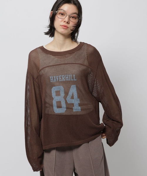 niko and...（ニコアンド）の「カレッジメッシュプルオーバー（ニット/セーター・レディース・ネイビー/ブラウン/アイボリー・LARGE/MEDIUM）」の2枚目の写真