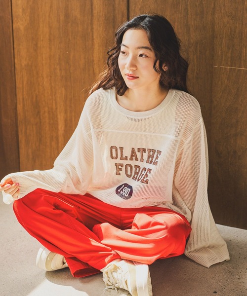 niko and...（ニコアンド）の「カレッジメッシュプルオーバー（ニット/セーター・レディース・ネイビー/ブラウン/アイボリー・LARGE/MEDIUM）」の7枚目の写真