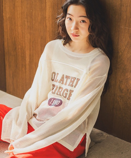 niko and...（ニコアンド）の「カレッジメッシュプルオーバー（ニット/セーター・レディース・ネイビー/ブラウン/アイボリー・LARGE/MEDIUM）」の8枚目の写真