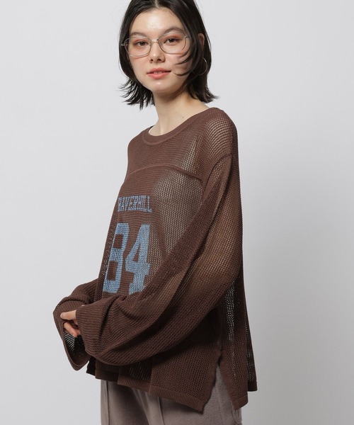 niko and...（ニコアンド）の「カレッジメッシュプルオーバー（ニット/セーター・レディース・ネイビー/ブラウン/アイボリー・LARGE/MEDIUM）」の11枚目の写真