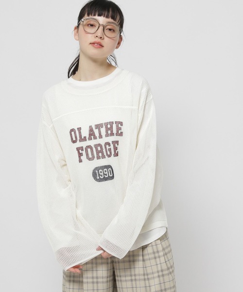 niko and...（ニコアンド）の「カレッジメッシュプルオーバー（ニット/セーター・レディース・ネイビー/ブラウン/アイボリー・LARGE/MEDIUM）」の14枚目の写真