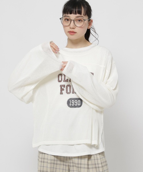 niko and...（ニコアンド）の「カレッジメッシュプルオーバー（ニット/セーター・レディース・ネイビー/ブラウン/アイボリー・LARGE/MEDIUM）」の15枚目の写真