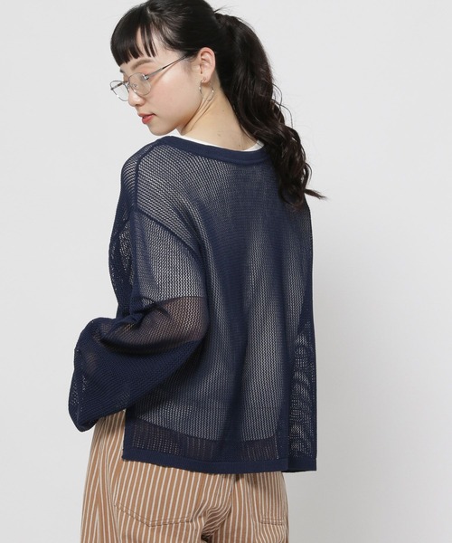 niko and...（ニコアンド）の「カレッジメッシュプルオーバー（ニット/セーター・レディース・ネイビー/ブラウン/アイボリー・LARGE/MEDIUM）」の18枚目の写真