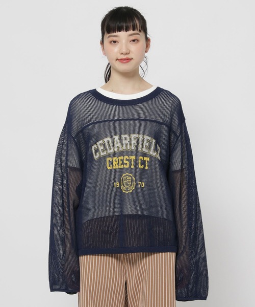 niko and...（ニコアンド）の「カレッジメッシュプルオーバー（ニット/セーター・レディース・ネイビー/ブラウン/アイボリー・LARGE/MEDIUM）」の19枚目の写真