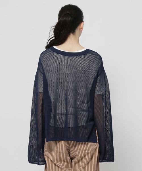 niko and...（ニコアンド）の「カレッジメッシュプルオーバー（ニット/セーター・レディース・ネイビー/ブラウン/アイボリー・LARGE/MEDIUM）」の21枚目の写真