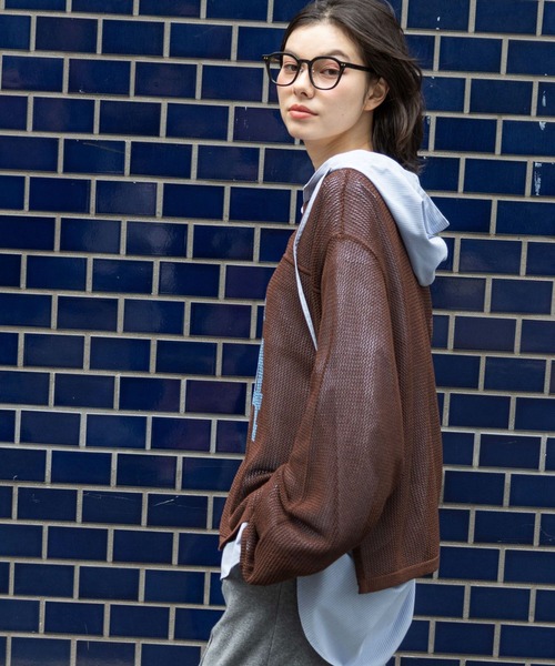 niko and...(ニコアンド)の「カレッジメッシュプルオーバー(ニット/セーター・レディース・ネイビー/ブラウン/アイボリー・LARGE/MEDIUM)」の6枚目の写真