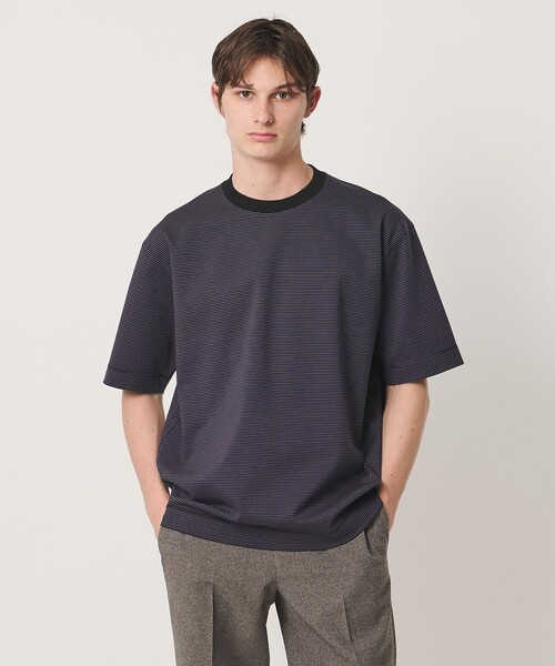 UNITED ARROWS(ユナイテッドアローズ)の「ポンチボーダー Tシャツ デオドラント 抗菌防臭 接触冷感(Tシャツ/カットソー・メンズ・ホワイト/ライトブルー/ブラック・S/L/M/XL)」の2枚目の写真