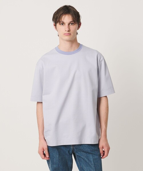 UNITED ARROWS(ユナイテッドアローズ)の「ポンチボーダー Tシャツ デオドラント 抗菌防臭 接触冷感(Tシャツ/カットソー・メンズ・ホワイト/ライトブルー/ブラック・S/L/M/XL)」の22枚目の写真