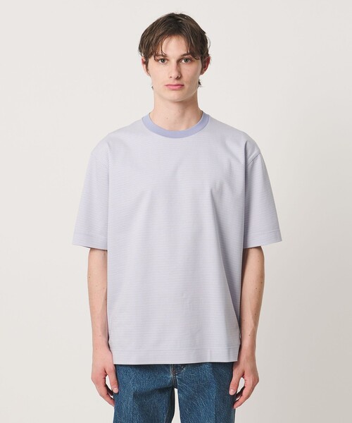 UNITED ARROWS(ユナイテッドアローズ)の「ポンチボーダー Tシャツ デオドラント 抗菌防臭 接触冷感(Tシャツ/カットソー・メンズ・ホワイト/ライトブルー/ブラック・S/L/M/XL)」の19枚目の写真
