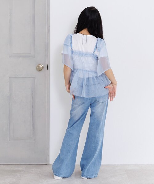 algy（アルジー）の「バックロゴワイドフレアパンツ（デニムパンツ・キッズ・グレー/サックスブルー・160/150/140/130）」の8枚目の写真