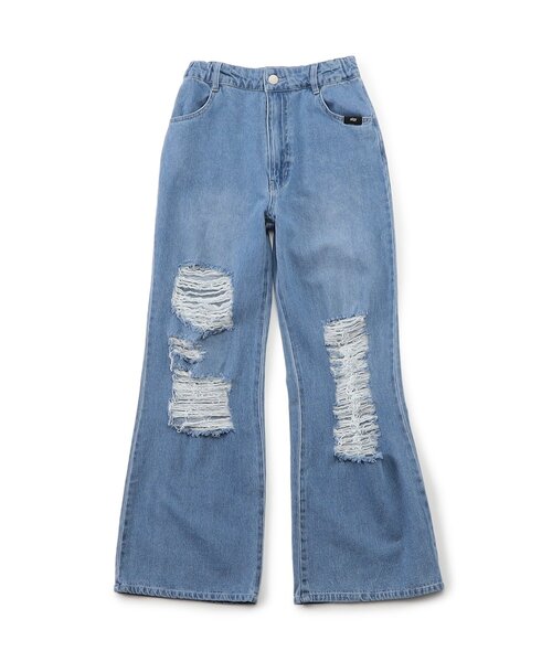 algy（アルジー）の「バックロゴワイドフレアパンツ（デニムパンツ・キッズ・グレー/サックスブルー・160/150/140/130）」の16枚目の写真