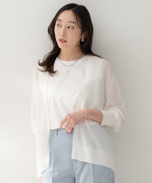 UNTITLED(アンタイトル)の「【日除け・冷房対策に】コットンリネンカーディガン(カーディガン/ボレロ・レディース・オフホワイト/ブラウン系その他/ライトベージュ・00/02/04/44/48)」の8枚目の写真