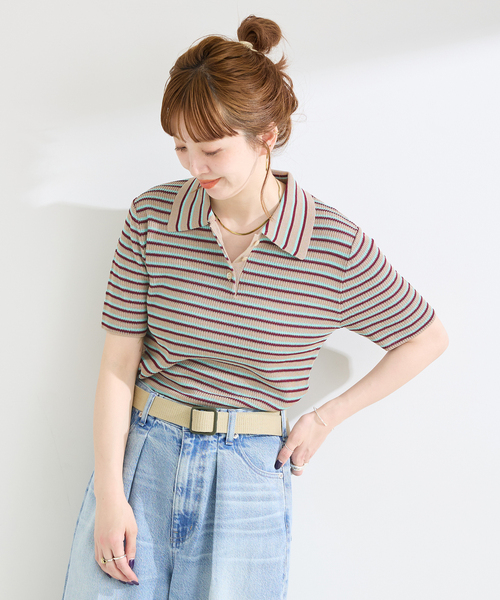 B.C STOCK(ベーセーストック)の「手洗い可 / マルチボーダーカラーニット(ニット/セーター・レディース・ブラック/ブラウン/ベージュ・FREE)」の13枚目の写真