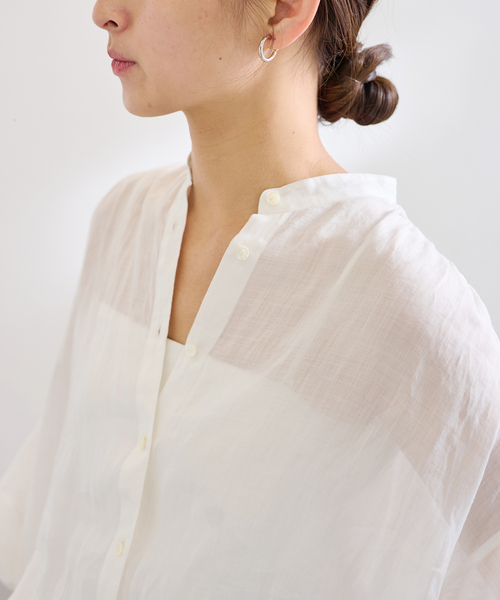 FRAMeWORK（フレームワーク）の「≪WEB限定 / 追加≫ラミーランタンスリーブバンドカラー（シャツ/ブラウス・レディース・ホワイト/ブラウン/サックスブルー・FREE）」の22枚目の写真