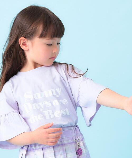 SHOO・LA・RUE(シューラルー)の「【100-150cm】フリルロゴTシャツ(Tシャツ/カットソー・キッズ・ダークグレー/パープル・10/11/12/13/14/15 )」の3枚目の写真