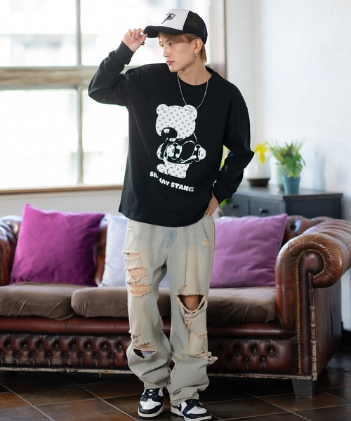 En serio TOKYO(エンソリオトーキョー)の「【SIDEWAYSTANCE】モノグラムベア長袖Tシャツ 70429(Tシャツ/カットソー・メンズ・ブラック/オートミール/ホワイト・MEDIUM/LARGE/SMALL/X-LARGE)」の11枚目の写真