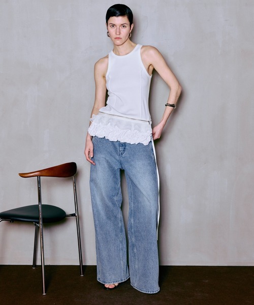 MAISON SPECIAL(メゾンスペシャル)の「2WAY Balloon Peplum Tank Top/2WAYバルーンペプラムタンクトップ(タンクトップ・レディース・ホワイト/ブラック・FREE)」の12枚目の写真