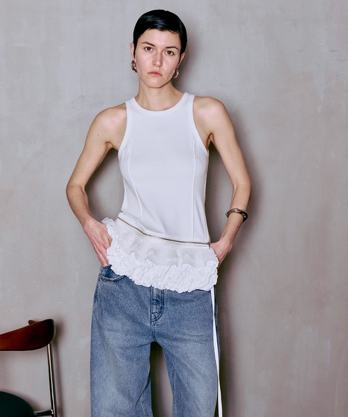 MAISON SPECIAL(メゾンスペシャル)の「2WAY Balloon Peplum Tank Top/2WAYバルーンペプラムタンクトップ(タンクトップ・レディース・ホワイト/ブラック・FREE)」の5枚目の写真