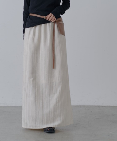 COLONY 2139(コロニートゥーワンスリーナイン)の「フリンジストライプジャガードナロースカート(スカート・レディース・ブラック/アイボリー・MEDIUM/SMALL)」の1枚目の写真