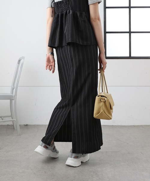 COLONY 2139(コロニートゥーワンスリーナイン)の「フリンジストライプジャガードナロースカート(スカート・レディース・ブラック/アイボリー・MEDIUM/SMALL)」の13枚目の写真