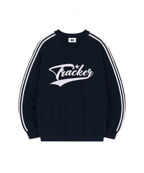 RANDOMOFF（ランダムオフ）の「TRACKER SPORTY TRACK V-NECK OVER FIT SWEATSHIRT (4color)（スウェット・レディース・ライトグレー/ブラック/ネイビー/グレー・SMALL/MEDIUM/LARGE）」の4枚目の写真