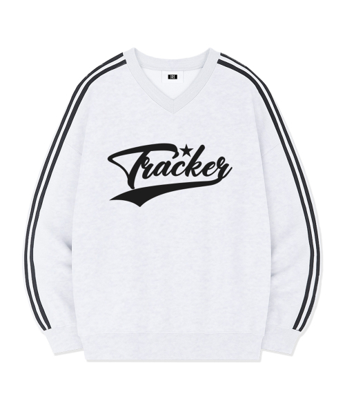 RANDOMOFF（ランダムオフ）の「TRACKER SPORTY TRACK V-NECK OVER FIT SWEATSHIRT (4color)（スウェット・レディース・ライトグレー/ブラック/ネイビー/グレー・SMALL/MEDIUM/LARGE）」の5枚目の写真