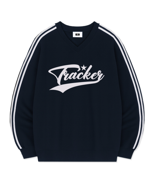 RANDOMOFF（ランダムオフ）の「TRACKER SPORTY TRACK V-NECK OVER FIT SWEATSHIRT (4color)（スウェット・レディース・ライトグレー/ブラック/ネイビー/グレー・SMALL/MEDIUM/LARGE）」の7枚目の写真