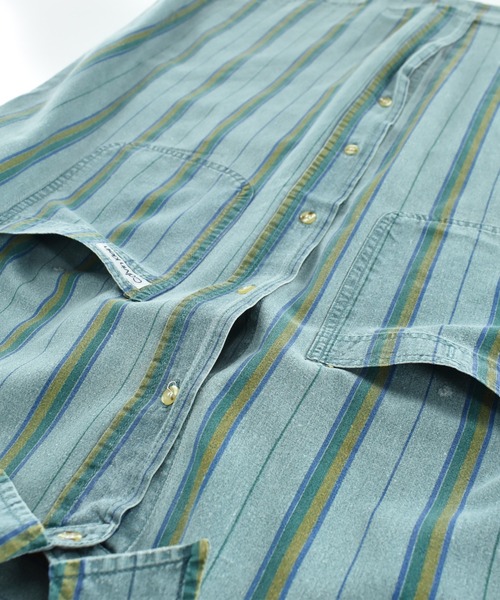 Calvin Klein(カルバン・クライン)の「【USED】90’s Calvin Klein ストライプ ハーフスリーブ シャツ(シャツ/ブラウス・メンズ・グリーン・X-LARGE)」の6枚目の写真