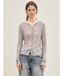 v-neck ribbed button top (gray)
