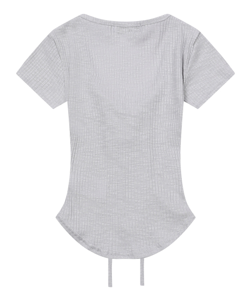 MUCENT(ムセント)の「サロンアイレットレースアップゴルフリブスリムフィット半袖Tシャツ(3カラー)(Tシャツ/カットソー・レディース・ホワイト/グレー系カモフラージュ/ブラック・FREE)」の20枚目の写真