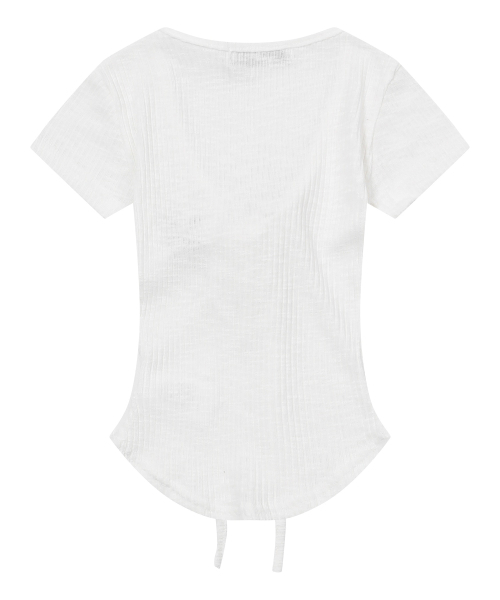 MUCENT(ムセント)の「サロンアイレットレースアップゴルフリブスリムフィット半袖Tシャツ(3カラー)(Tシャツ/カットソー・レディース・ホワイト/グレー系カモフラージュ/ブラック・FREE)」の10枚目の写真