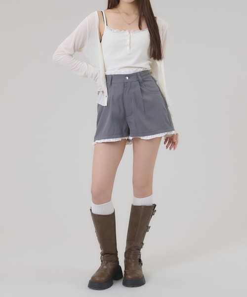 apres jour mignon(アプレジュールミニョン)の「フリルレイヤードショートパンツ(その他パンツ・レディース・ブラック/グレー・MEDIUM/LARGE)」の22枚目の写真