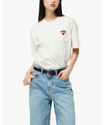 NDY（エヌディーワイ）の「ハートロゴ半袖Tシャツアイボリー（Tシャツ/カットソー）」