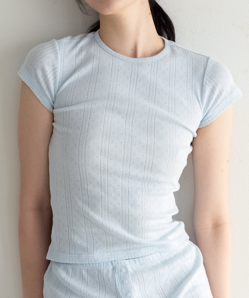 CYCLEAN(サイクリン)の「100%コットンポイント半袖Tシャツ(ブルー/ストライプ)(Tシャツ/カットソー・レディース・その他・X-SMALL/SMALL/MEDIUM)」の5枚目の写真
