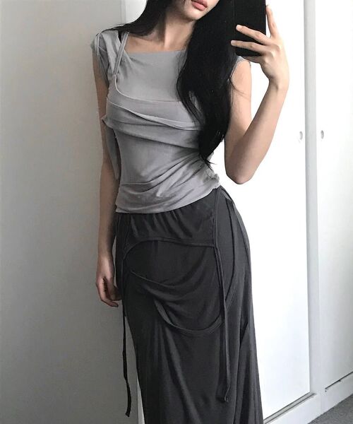 FLAREUP（フレアアップ）の「Asymmetrical Draped Long Skirt (FL