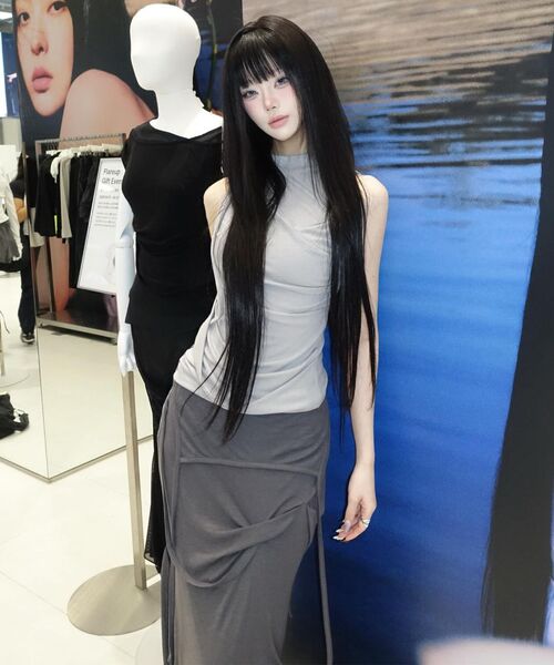 FLAREUP（フレアアップ）の「Asymmetrical Draped Long Skirt (FL